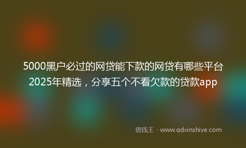 5000黑户必过的网贷能下款的网贷有哪些平台2025年精选，分享五个不看欠款的贷款app