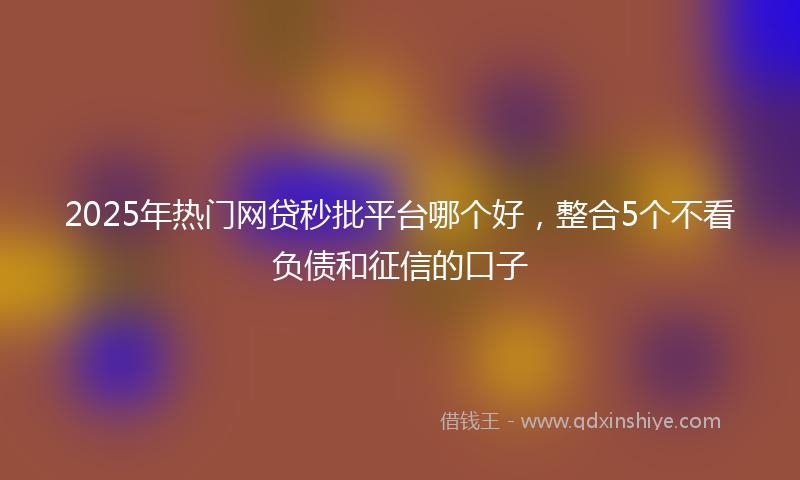 2025年热门网贷秒批平台哪个好，整合5个不看负债和征信的口子