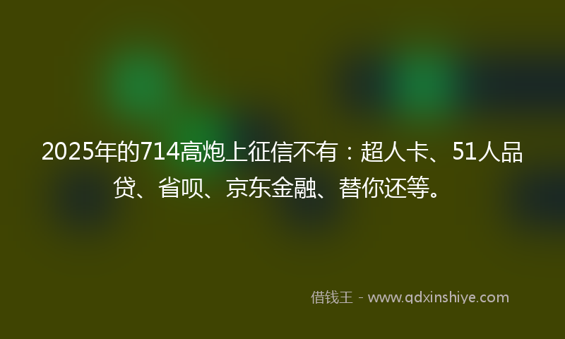 2025年的714高炮上征信不有：超人卡、51人品贷、省呗、京东金融、替你还等。