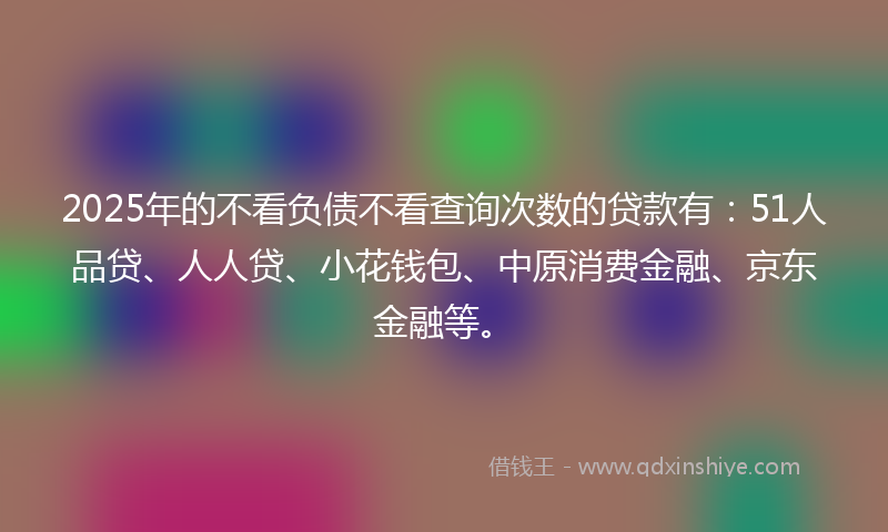 2025年的不看负债不看查询次数的贷款有：51人品贷、人人贷、小花钱包、中原消费金融、京东金融等。