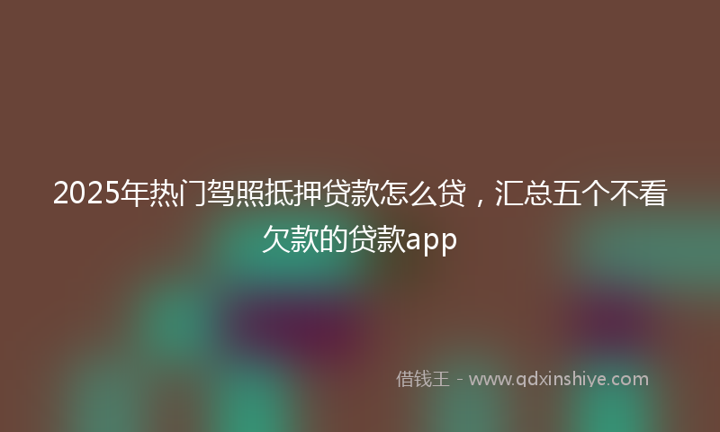 2025年热门驾照抵押贷款怎么贷，汇总五个不看欠款的贷款app