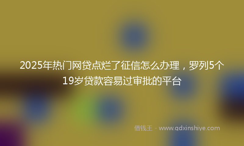 2025年热门网贷点烂了征信怎么办理,罗列5个19岁贷款容易过审批的平台