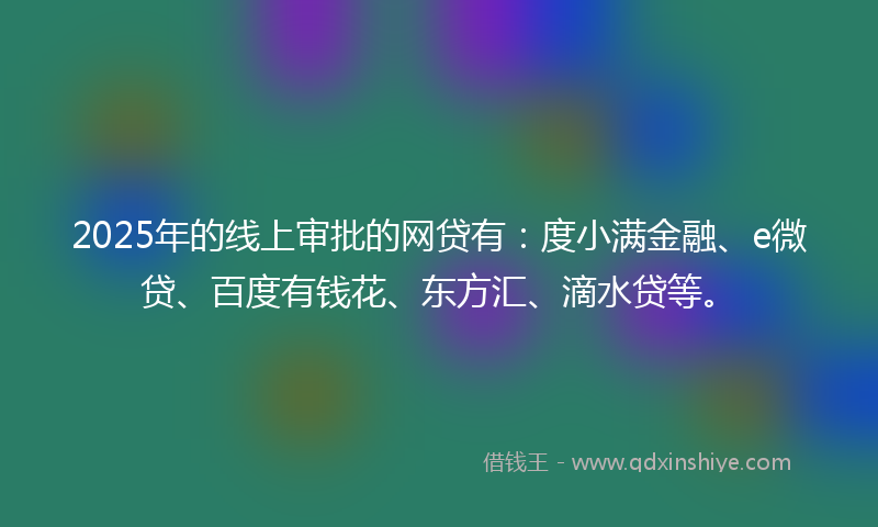 2025年的线上审批的网贷有：度小满金融、e微贷、百度有钱花、东方汇、滴水贷等。