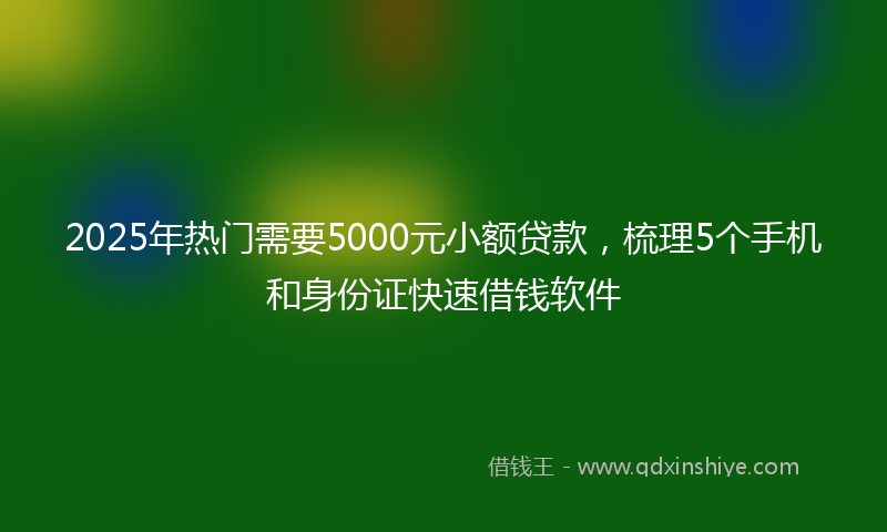 2025年热门需要5000元小额贷款，梳理5个手机和身份证快速借钱软件