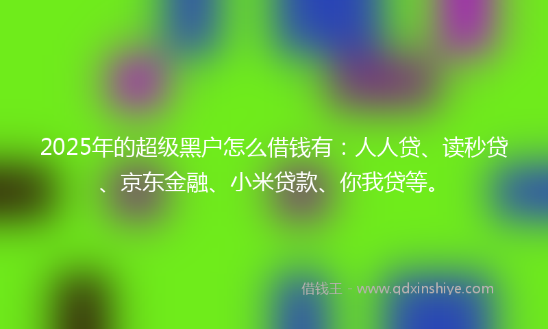 2025年的超级黑户怎么借钱有：人人贷、读秒贷、京东金融、小米贷款、你我贷等。