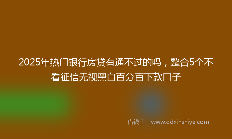 2025年热门银行房贷有通不过的吗，整合5个不看征信无视黑白百分百下款口子