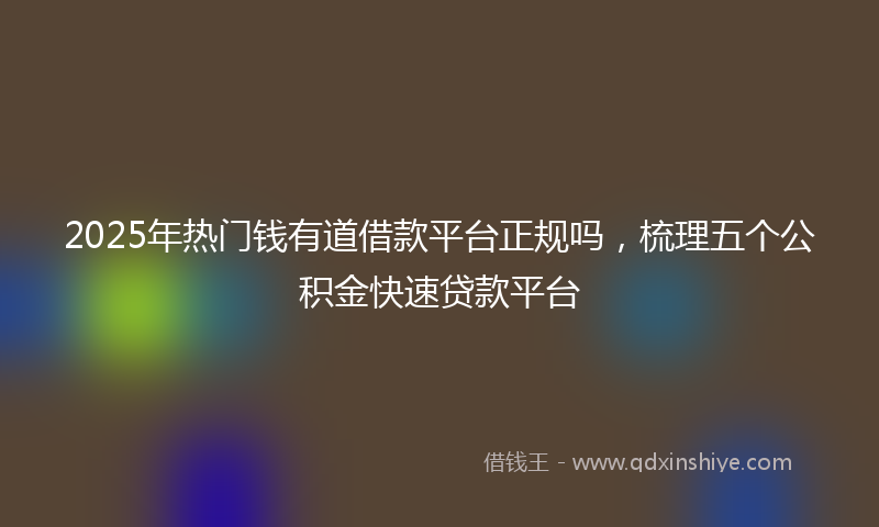 2025年热门钱有道借款平台正规吗，梳理五个公积金快速贷款平台
