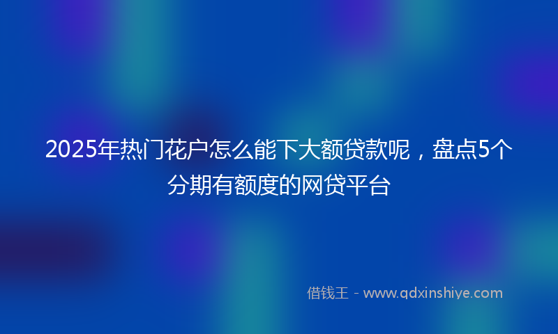 2025年热门花户怎么能下大额贷款呢，盘点5个分期有额度的网贷平台