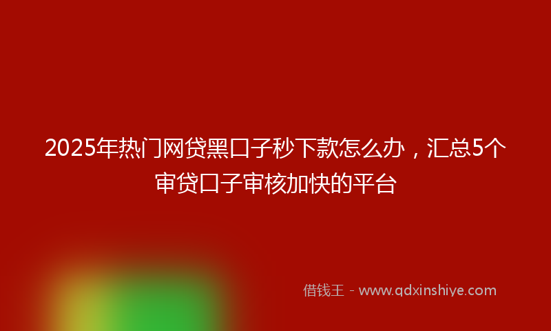 2025年热门网贷黑口子秒下款怎么办，汇总5个审贷口子审核加快的平台