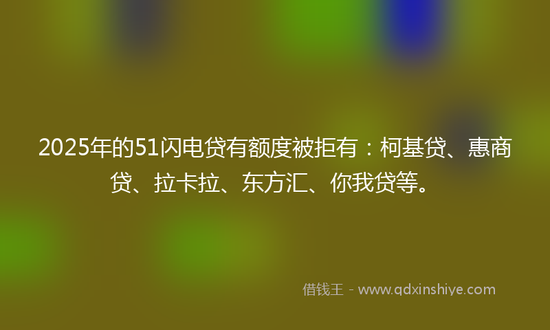 2025年的51闪电贷有额度被拒有:柯基贷、惠商贷、拉卡拉、东方汇、你我贷等。