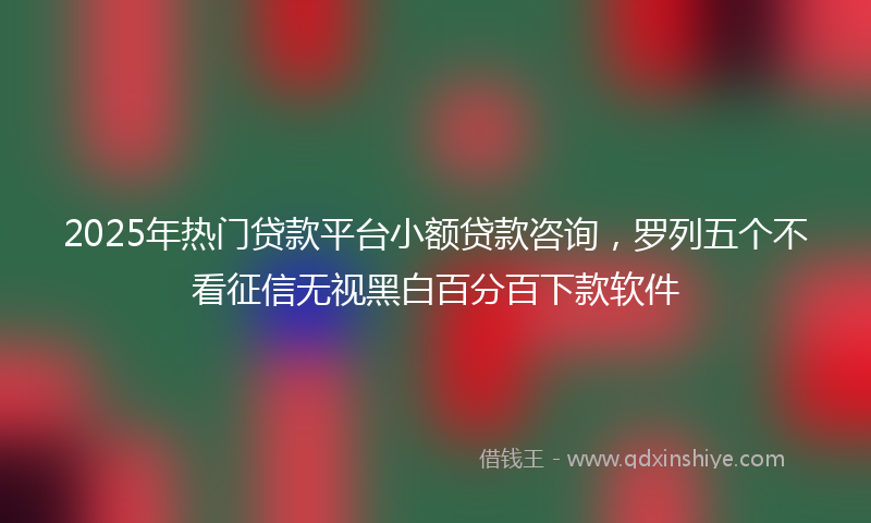 2025年热门贷款平台小额贷款咨询，罗列五个不看征信无视黑白百分百下款软件