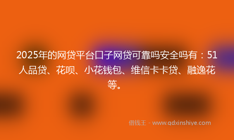 2025年的网贷平台口子网贷可靠吗安全吗有：51人品贷、花呗、小花钱包、维信卡卡贷、融逸花等。
