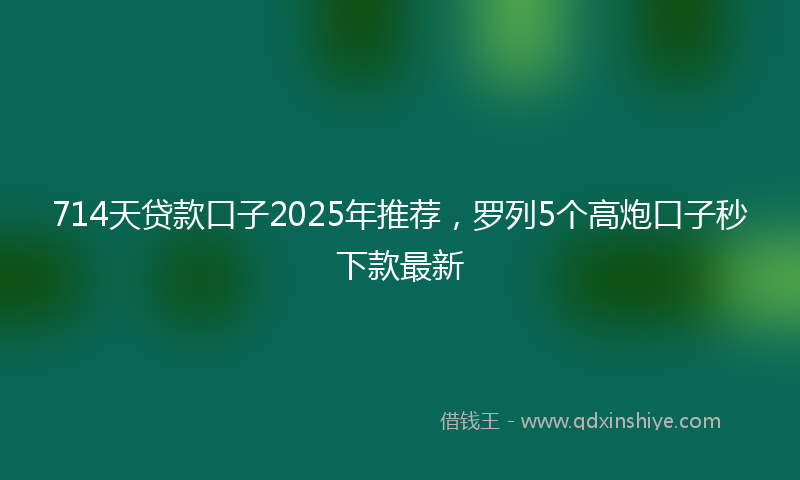 714天贷款口子2025年推荐，罗列5个高炮口子秒下款最新