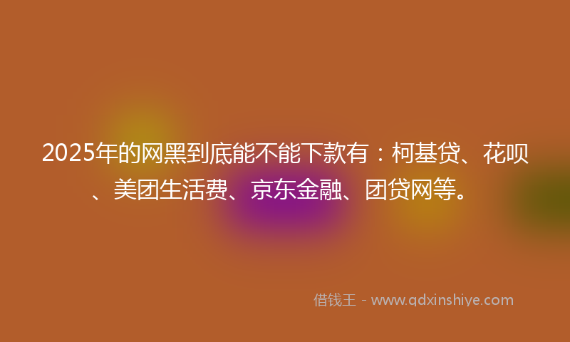 2025年的网黑到底能不能下款有：柯基贷、花呗、美团生活费、京东金融、团贷网等。