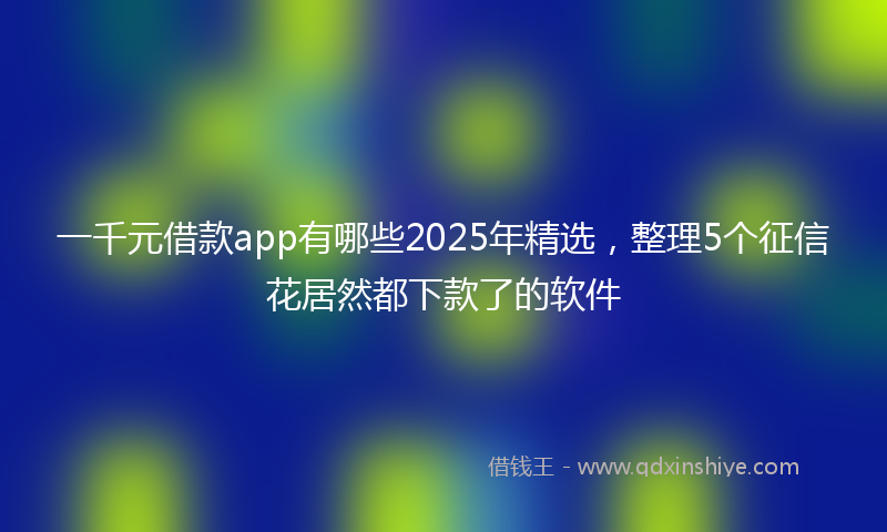 一千元借款app有哪些2025年精选，整理5个征信花居然都下款了的软件