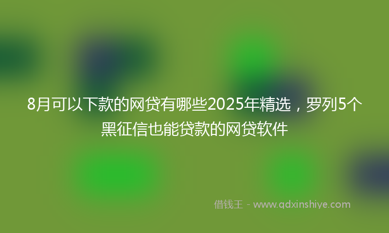 8月可以下款的网贷有哪些2025年精选,罗列5个黑征信也能贷款的网贷软件