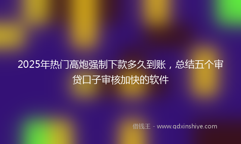 2025年热门高炮强制下款多久到账，总结五个审贷口子审核加快的软件