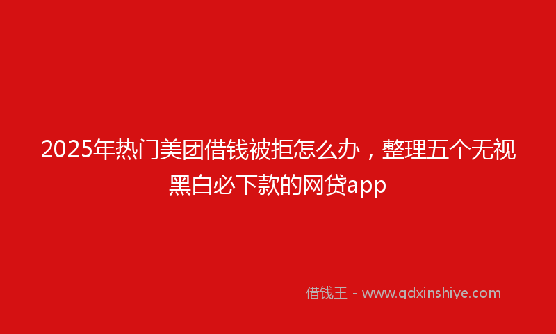 2025年热门美团借钱被拒怎么办，整理五个无视黑白必下款的网贷app