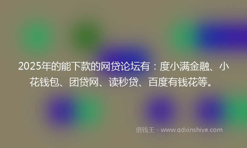 2025年的能下款的网贷论坛有：度小满金融、小花钱包、团贷网、读秒贷、百度有钱花等。