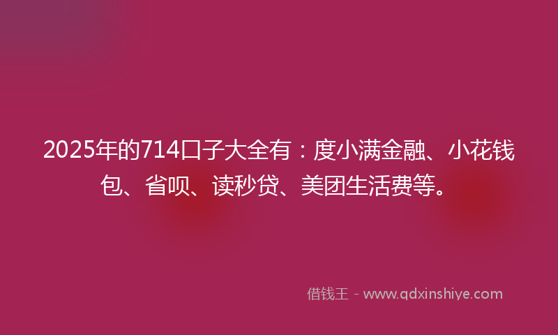 2025年的714口子大全有:度小满金融、小花钱包、省呗、读秒贷、美团生活费等。