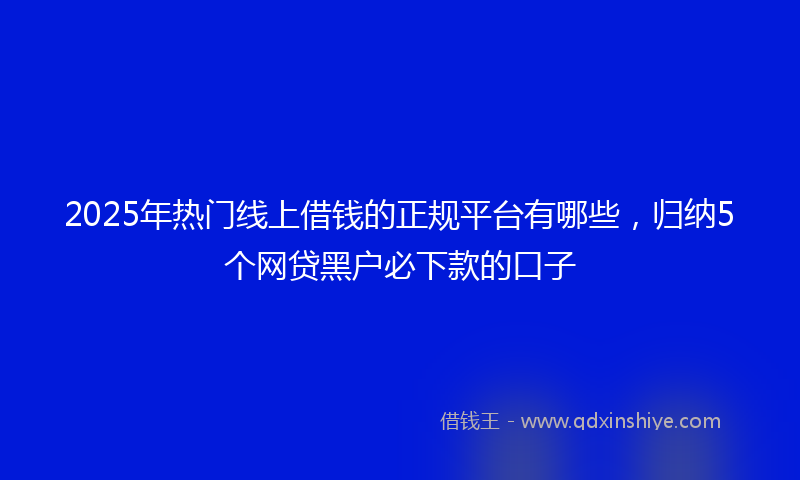 2025年热门线上借钱的正规平台有哪些，归纳5个网贷黑户必下款的口子