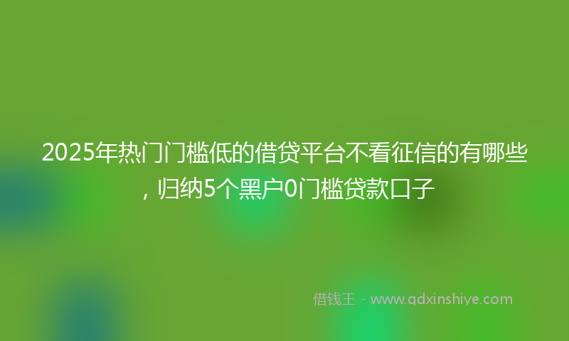 2025年热门门槛低的借贷平台不看征信的有哪些，归纳5个黑户0门槛贷款口子