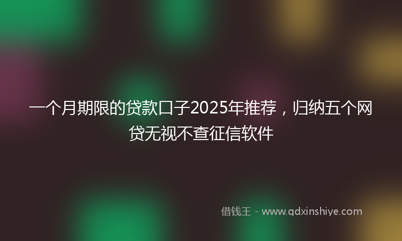 一个月期限的贷款口子2025年推荐，归纳五个网贷无视不查征信软件