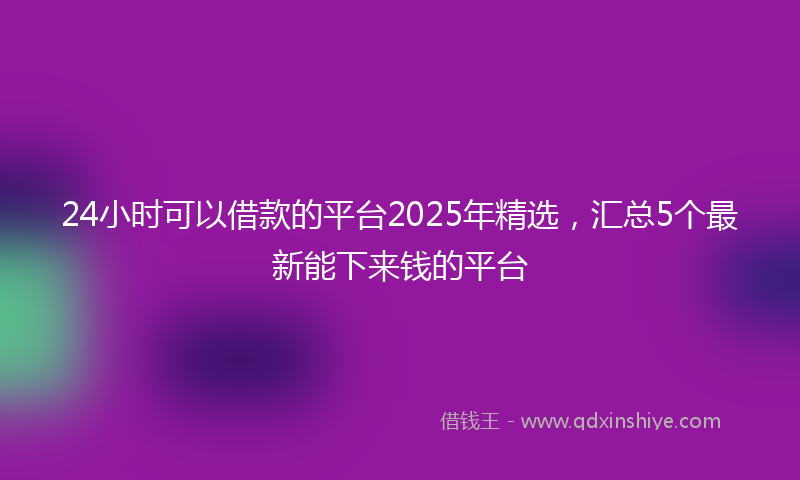 24小时可以借款的平台2025年精选，汇总5个最新能下来钱的平台