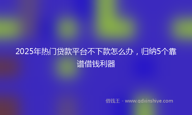 2025年热门贷款平台不下款怎么办，归纳5个靠谱借钱利器
