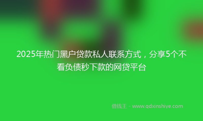 2025年热门黑户贷款私人联系方式,分享5个不看负债秒下款的网贷平台