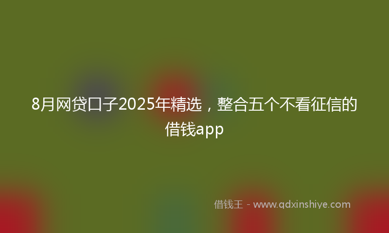 8月网贷口子2025年精选，整合五个不看征信的借钱app