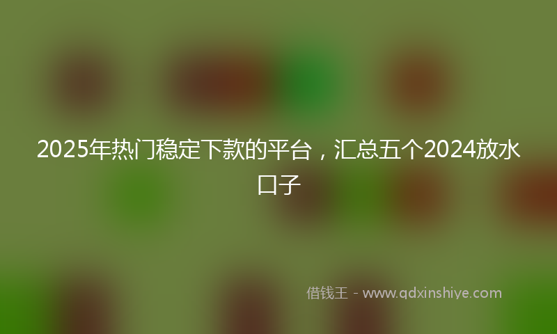 2025年热门稳定下款的平台，汇总五个2024放水口子