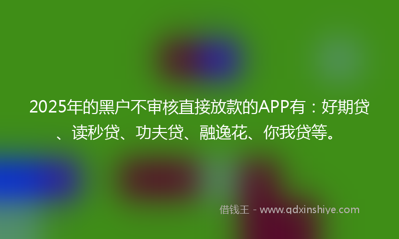 2025年的黑户不审核直接放款的APP有：好期贷、读秒贷、功夫贷、融逸花、你我贷等。
