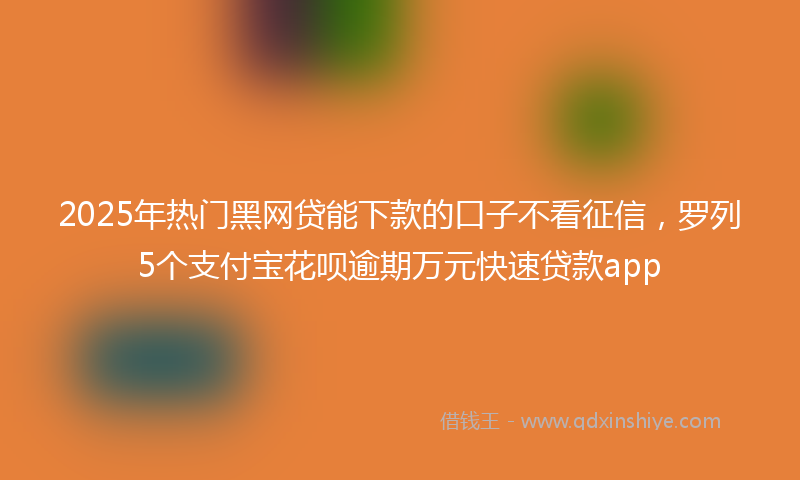 2025年热门黑网贷能下款的口子不看征信，罗列5个支付宝花呗逾期万元快速贷款app