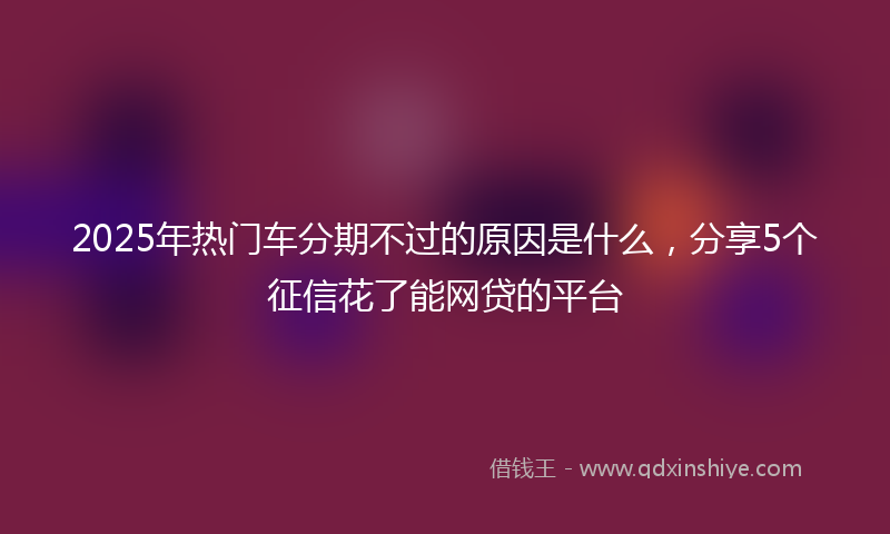 2025年热门车分期不过的原因是什么，分享5个征信花了能网贷的平台