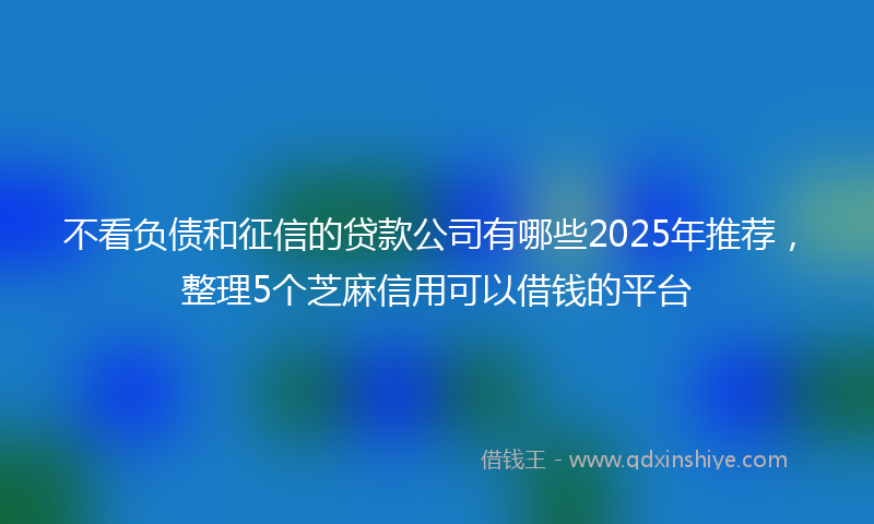 不看负债和征信的贷款公司有哪些2025年推荐，整理5个芝麻信用可以借钱的平台