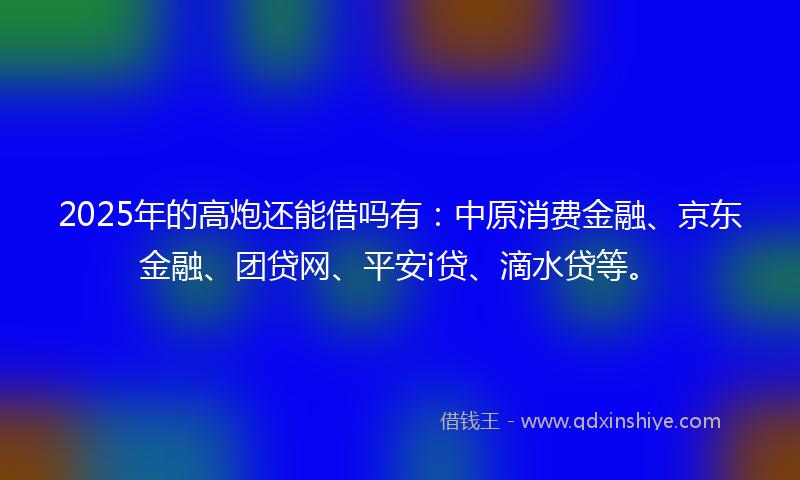 2025年的高炮还能借吗有：中原消费金融、京东金融、团贷网、平安i贷、滴水贷等。