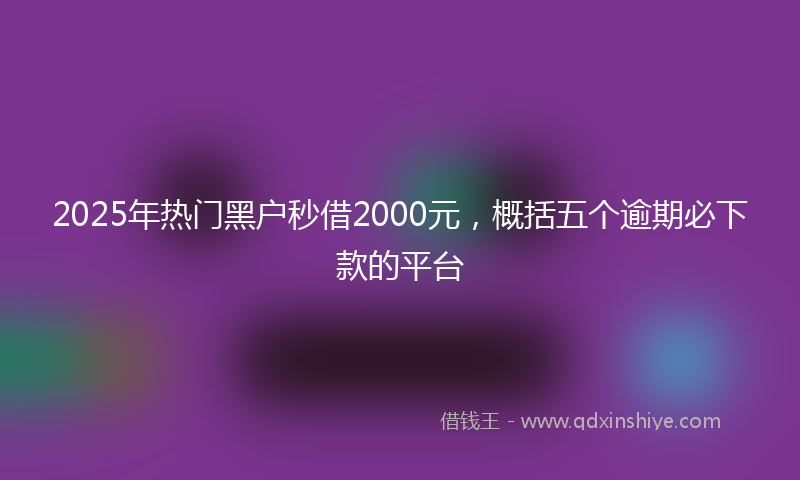 2025年热门黑户秒借2000元，概括五个逾期必下款的平台