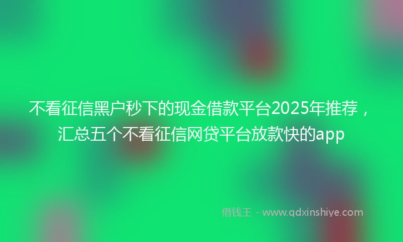 不看征信黑户秒下的现金借款平台2025年推荐，汇总五个不看征信网贷平台放款快的app