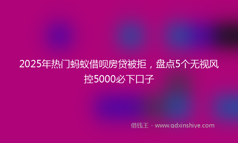 2025年热门蚂蚁借呗房贷被拒,盘点5个无视风控5000必下口子