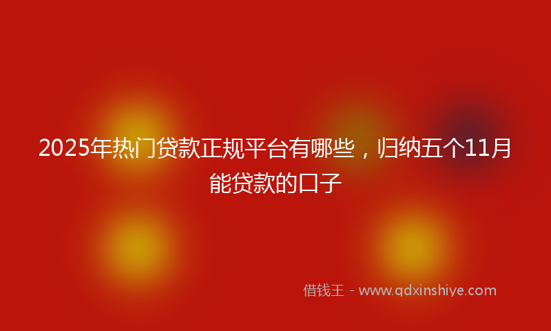 2025年热门贷款正规平台有哪些，归纳五个11月能贷款的口子