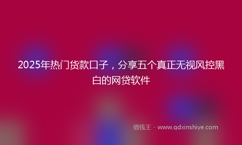 2025年热门货款口子,分享五个真正无视风控黑白的网贷软件