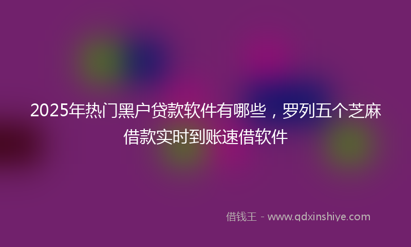 2025年热门黑户贷款软件有哪些，罗列五个芝麻借款实时到账速借软件
