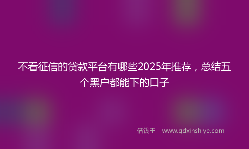 不看征信的贷款平台有哪些2025年推荐，总结五个黑户都能下的口子