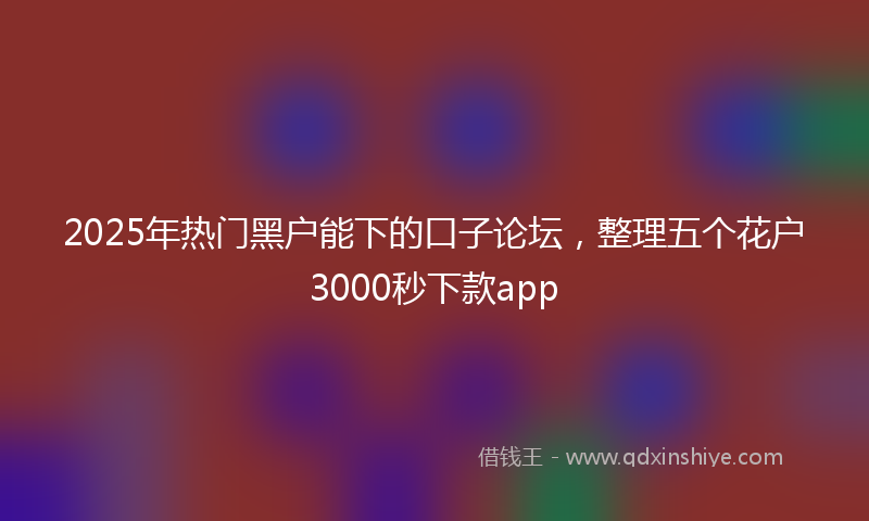 2025年热门黑户能下的口子论坛，整理五个花户3000秒下款app