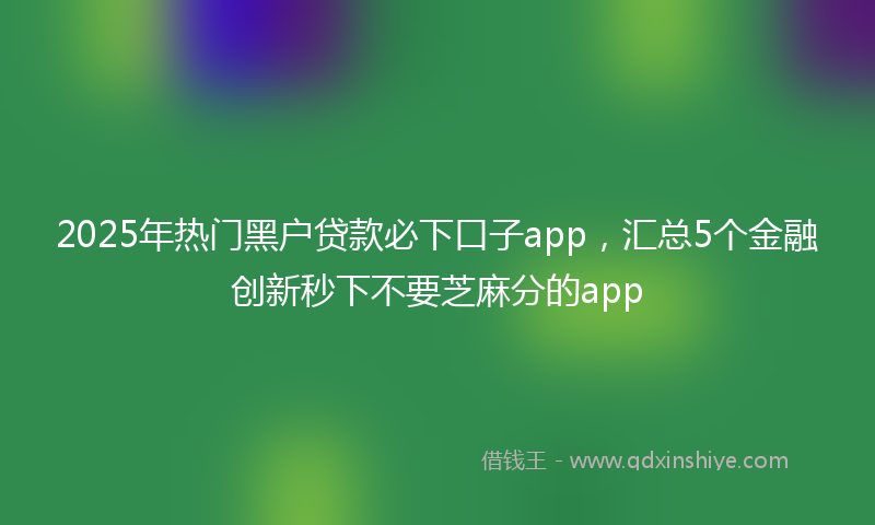 2025年热门黑户贷款必下口子app,汇总5个金融创新秒下不要芝麻分的app