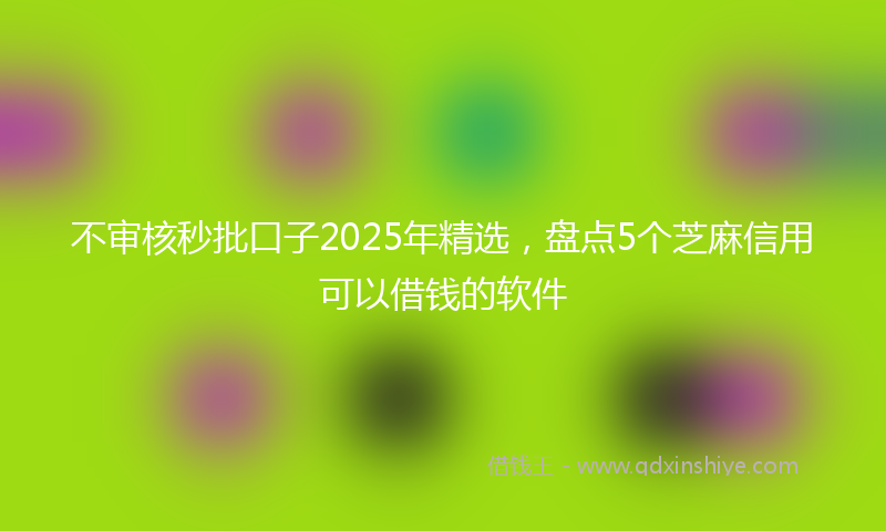 不审核秒批口子2025年精选，盘点5个芝麻信用可以借钱的软件