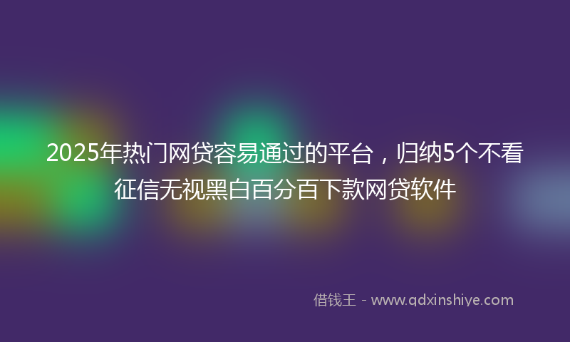 2025年热门网贷容易通过的平台，归纳5个不看征信无视黑白百分百下款网贷软件