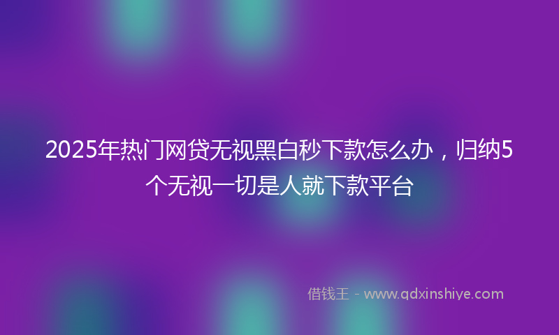 2025年热门网贷无视黑白秒下款怎么办，归纳5个无视一切是人就下款平台