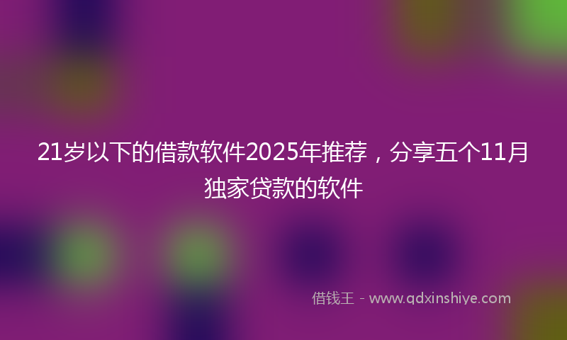 21岁以下的借款软件2025年推荐，分享五个11月独家贷款的软件